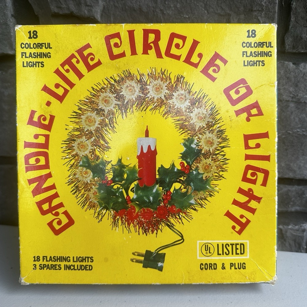 Candle-lite Circle Of Light Wreath Christmas Decoration Vintage MCM 1975 In Box
